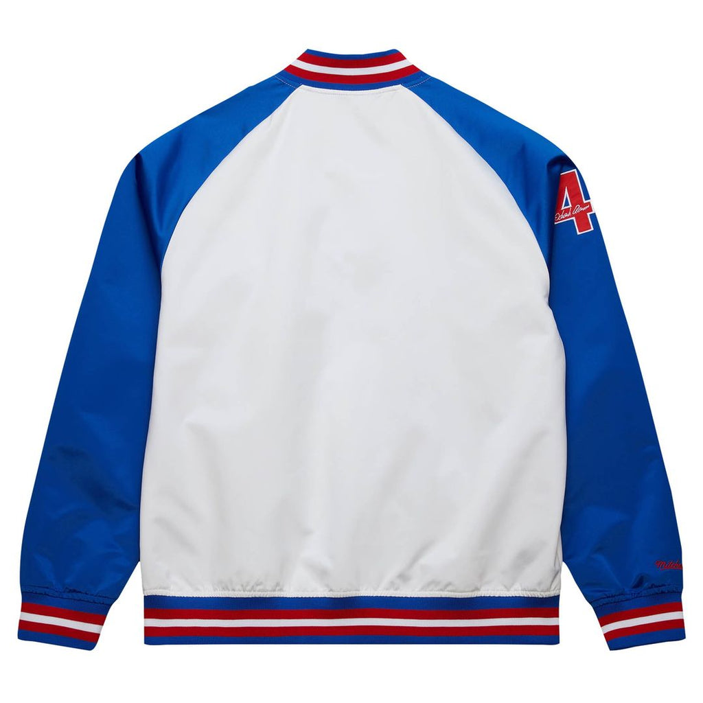 Atlanta Braves Hank Aaron | Mitchell & Ness White/Royal Cooperstown Collection Legends Lightweight Satin Raglan Full-Snap Jacket