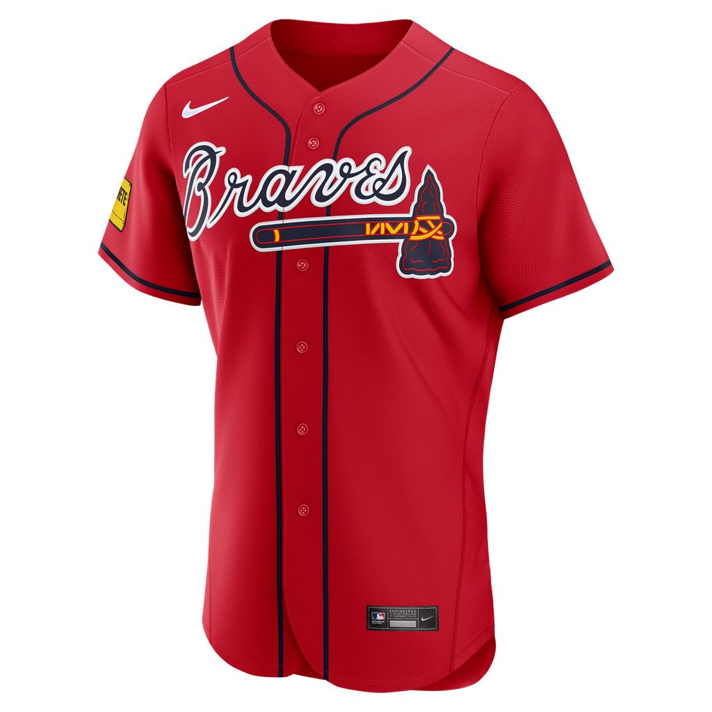 Atlanta Braves Ronald Acuña Jr. | Nike Red Alternate Authentic Sponsor Patch Jersey