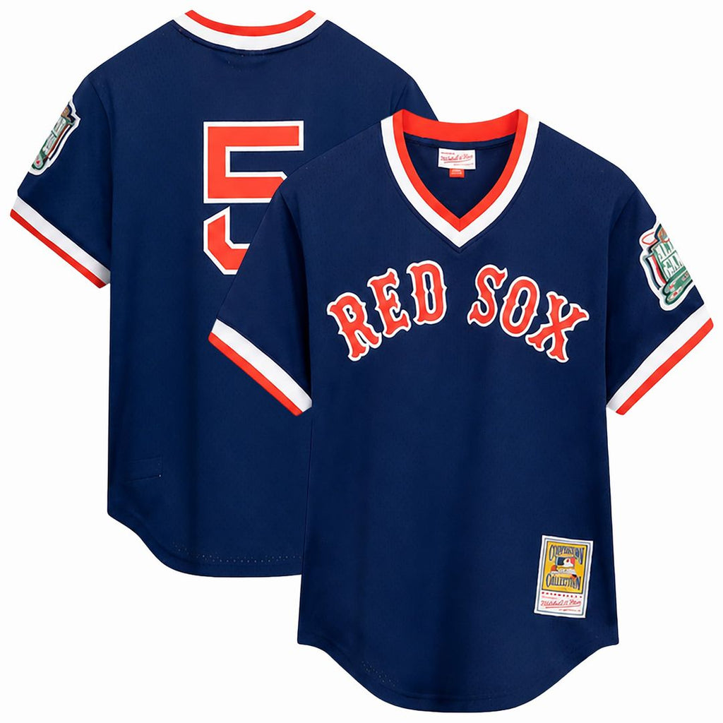 Boston Red Sox Nomar Garciaparra | Mitchell & Ness Navy Big & Tall Cooperstown Mesh Batting Practice Jersey