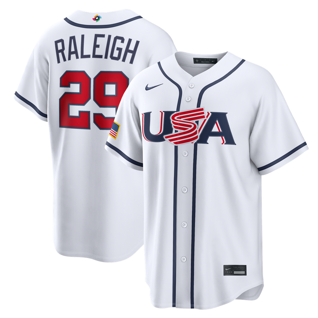 USA Baseball Cal Raleigh | Nike White 2026 World Baseball Classic Home Stadium Jersey