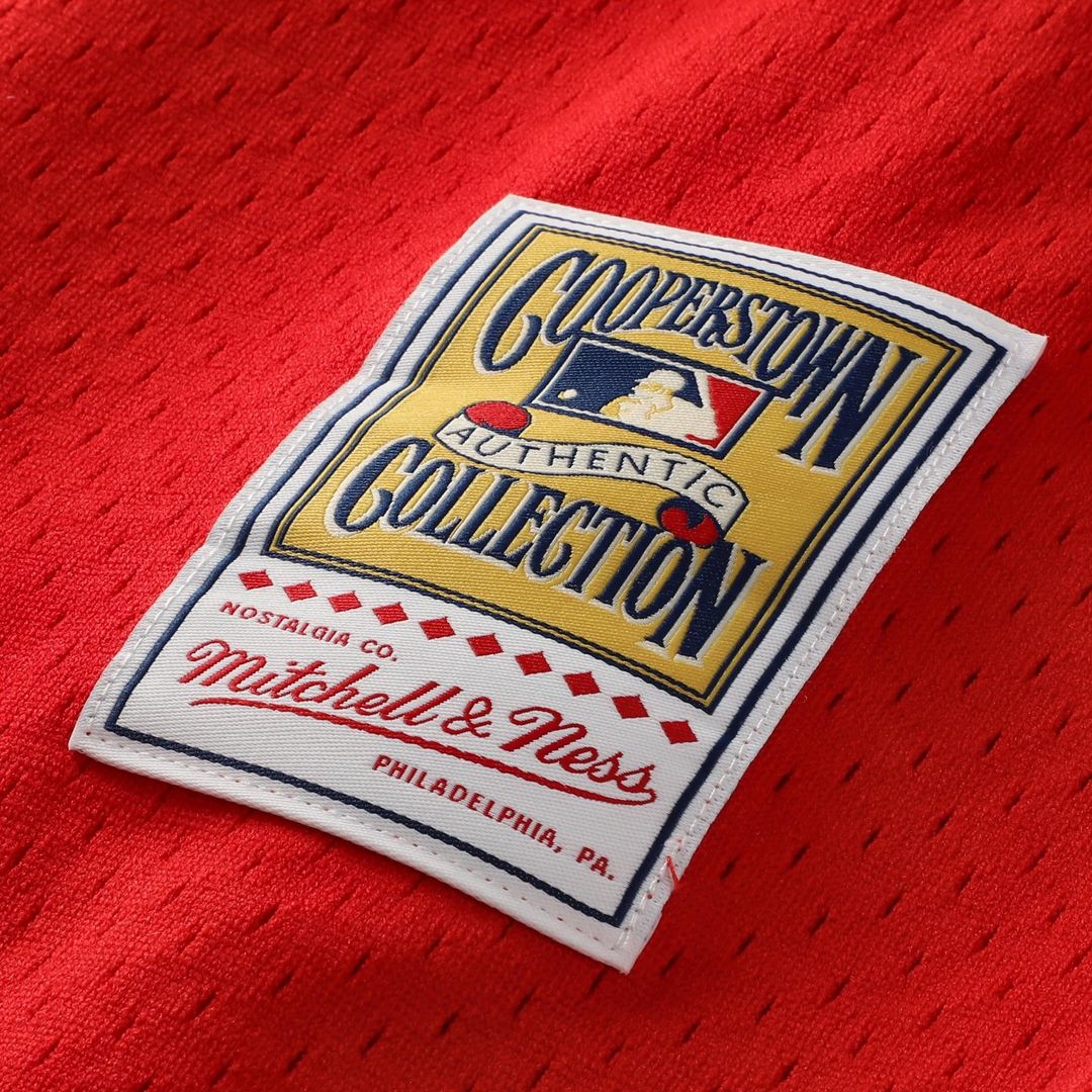 Philadelphia Phillies Jimmy Rollins | Mitchell & Ness Red Cooperstown Mesh Batting Practice Button-Up Jersey