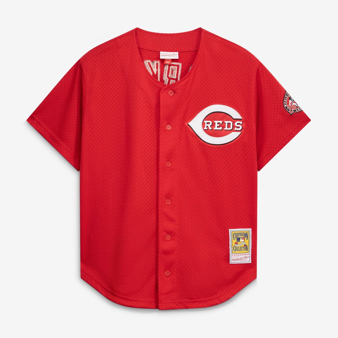 Cincinnati Reds Barry Larkin | Mitchell & Ness Red Throwback Cooperstown Mesh Batting Practice Jersey
