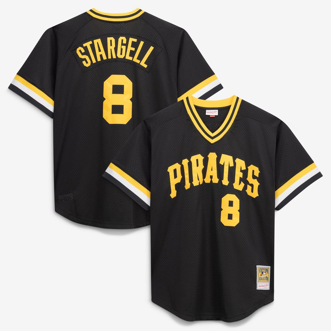 Pittsburgh Pirates Willie Stargell | Mitchell & Ness Black Cooperstown Collection Big & Tall Mesh Batting Practice Jersey