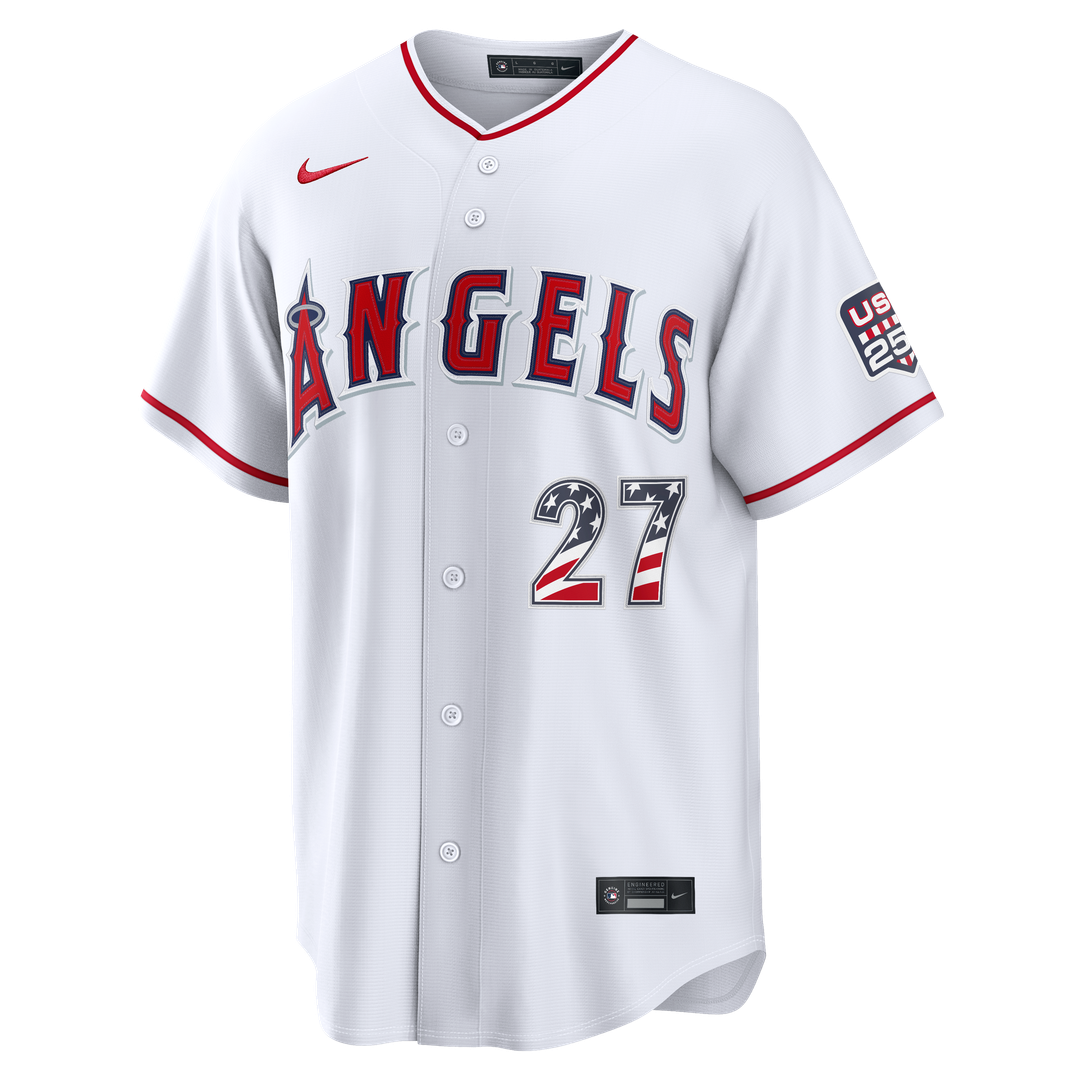 Fourth of July Los Angeles Angels Mike Trout | Nike White USA 250 Stadium Jersey
