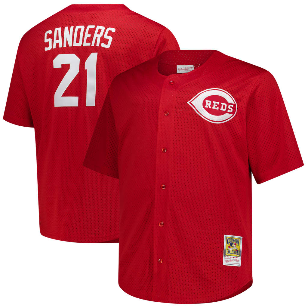 Cincinnati Reds Deion Sanders | Mitchell & Ness Red Big & Tall Cooperstown Mesh Batting Practice Jersey