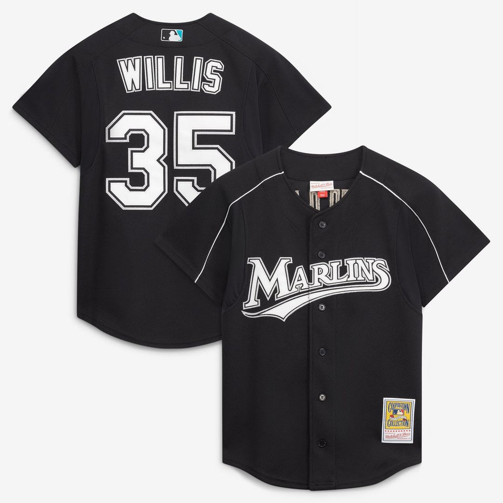Florida Marlins Dontrelle Willis | Mitchell & Ness Black Cooperstown Collection Mesh Batting Practice Button-Up Jersey