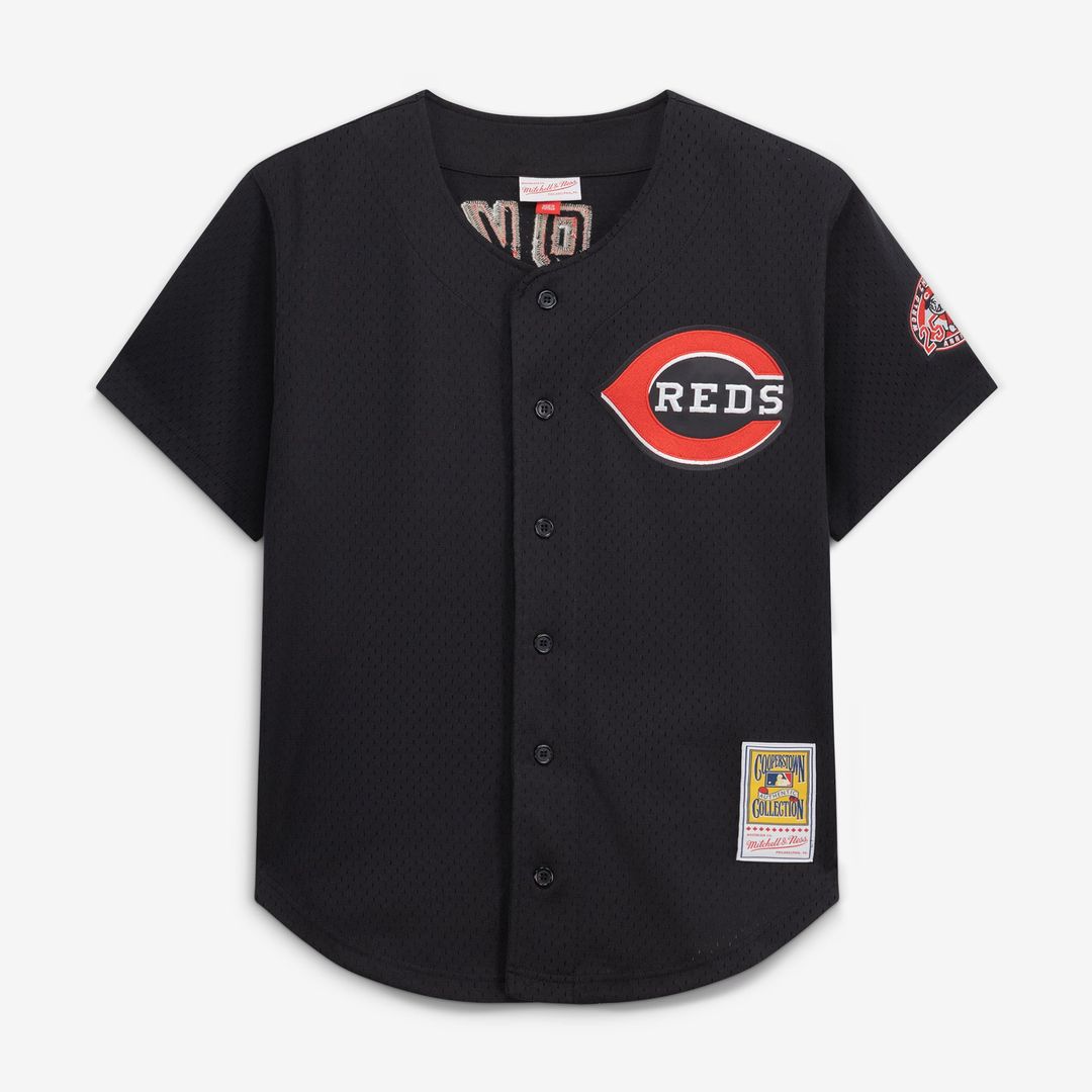 Cincinnati Reds Barry Larkin | Mitchell & Ness Red Throwback Cooperstown Mesh Batting Practice Jersey