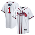 Atlanta Braves #1 Dad | Nike White Home Replica Jersey