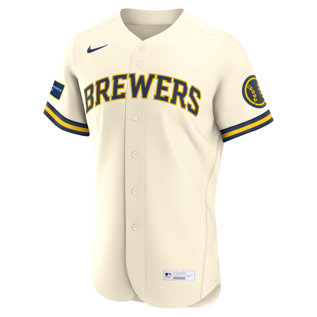 Milwaukee Brewers | Nike Cream Home Sponsor Patch Authentic Jersey