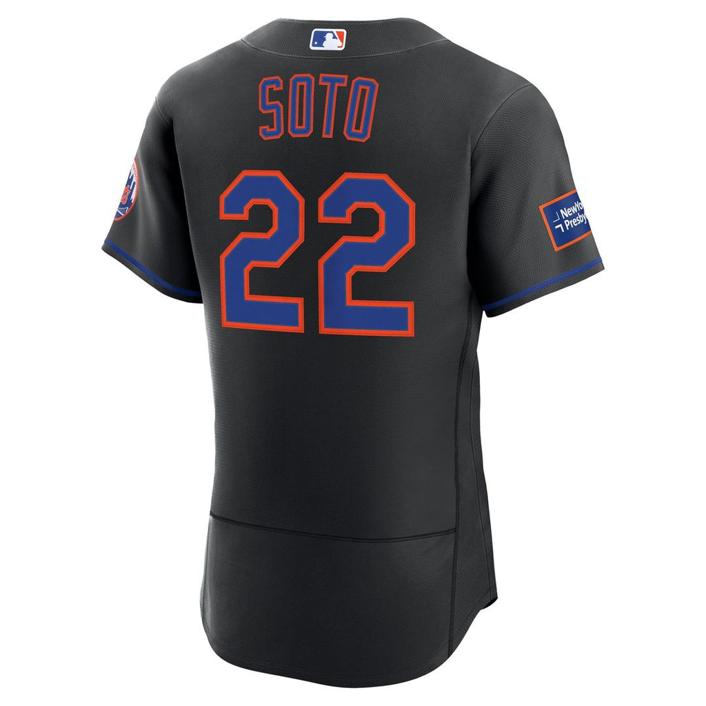New York Mets Juan Soto | Nike Black Alternate Authentic Sponsor Patch Jersey