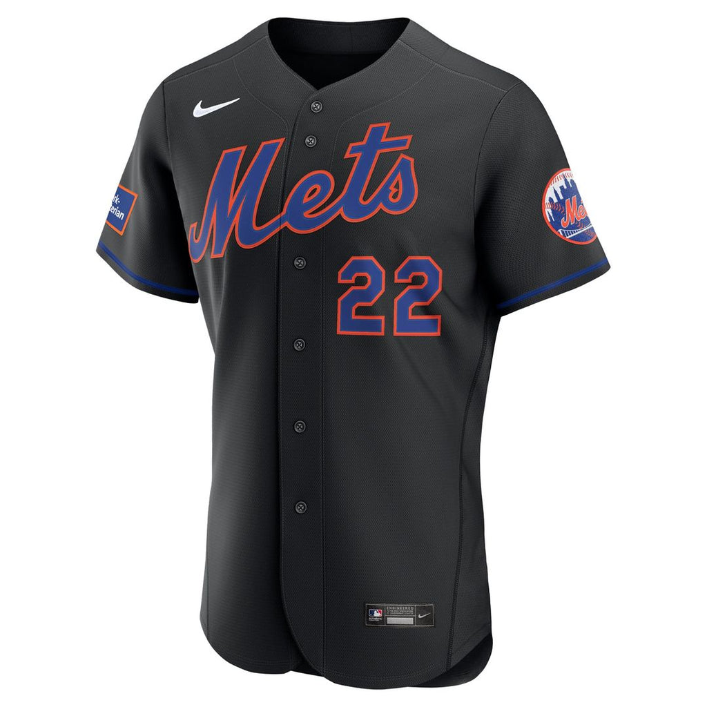 New York Mets Juan Soto | Nike Black Alternate Authentic Sponsor Patch Jersey