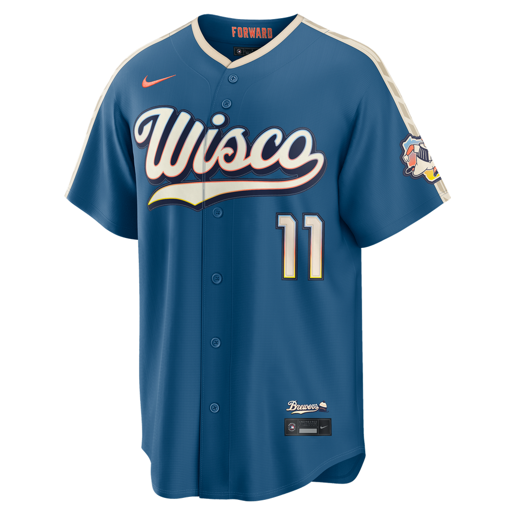 Milwaukee Brewers Jackson Chourio | Nike Mineral Blue 2026 City Connect Stadium Jersey