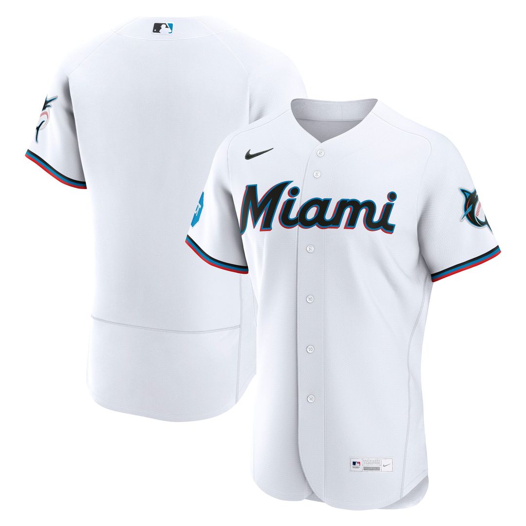 Miami Marlins | Nike White Home Sponsor Patch Authentic Jersey