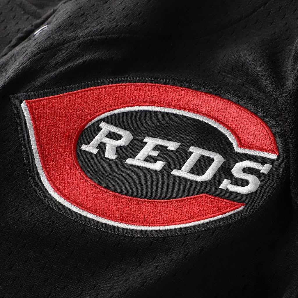 Cincinnati Reds Barry Larkin | Mitchell & Ness Black Cooperstown Collection Mesh Batting Practice Button-Up Jersey