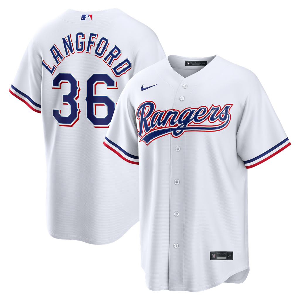 Texas Rangers Wyatt Langford | Nike White Home Replica Jersey
