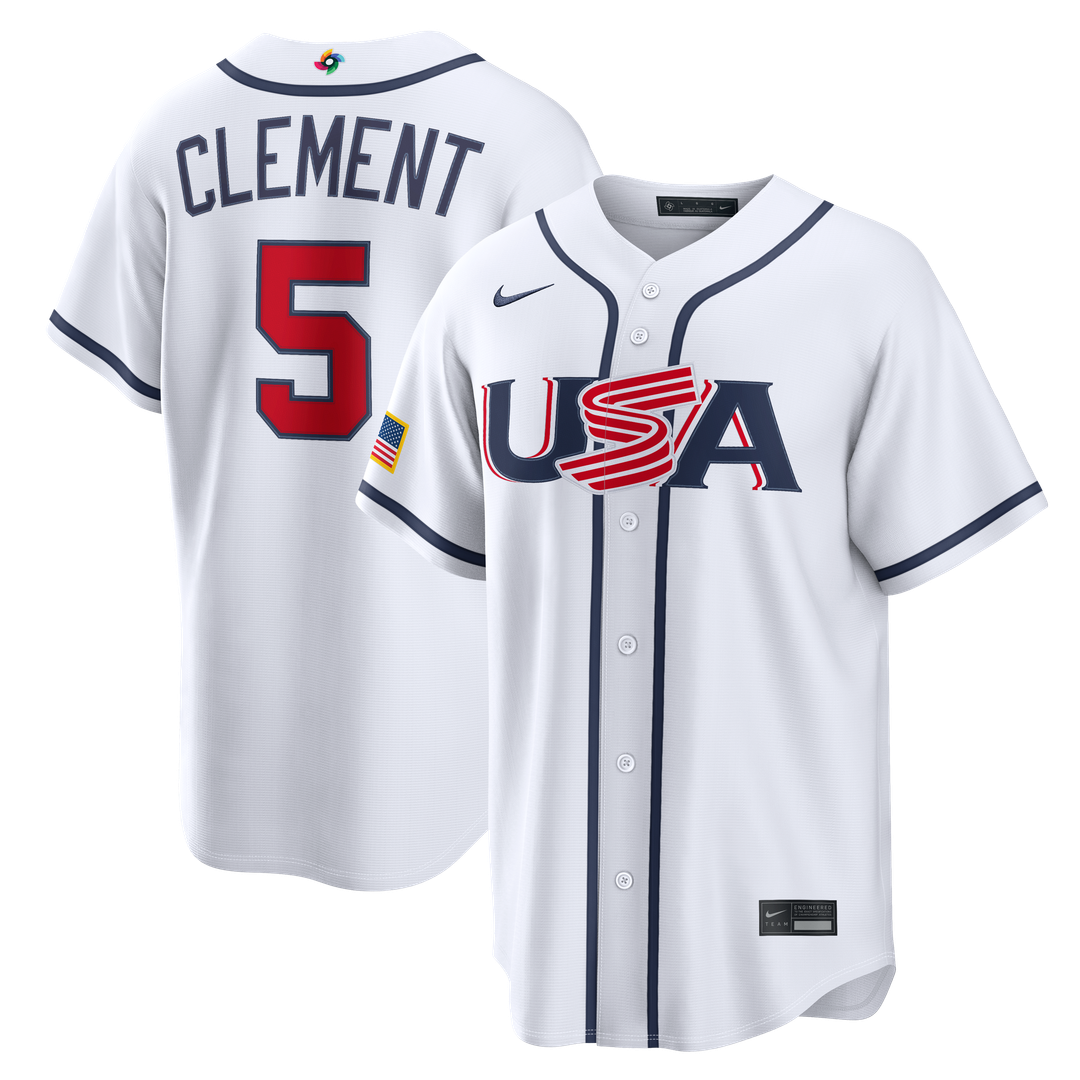 USA Baseball Ernie Clement | Nike White 2026 World Baseball Classic Home Stadium Jersey
