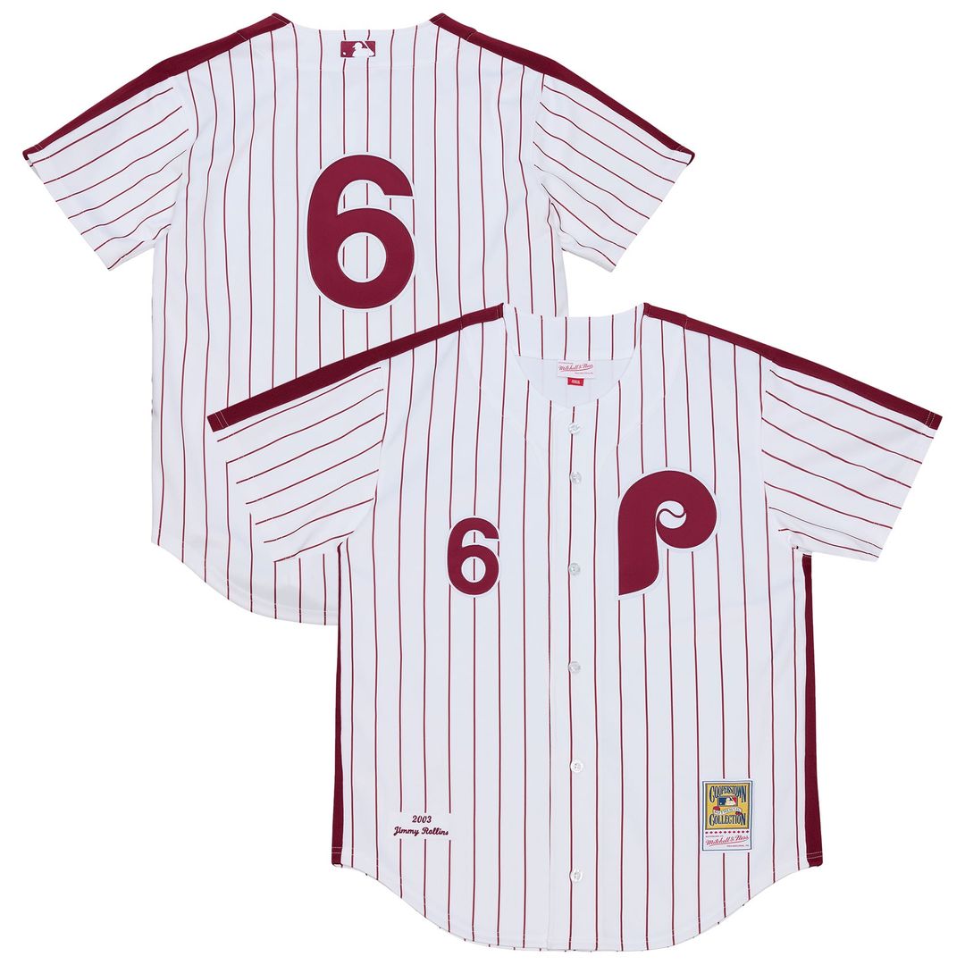 Philadelphia Phillies Jimmy Rollins | Mitchell & Ness White 2003 Cooperstown Collection Authentic Jersey