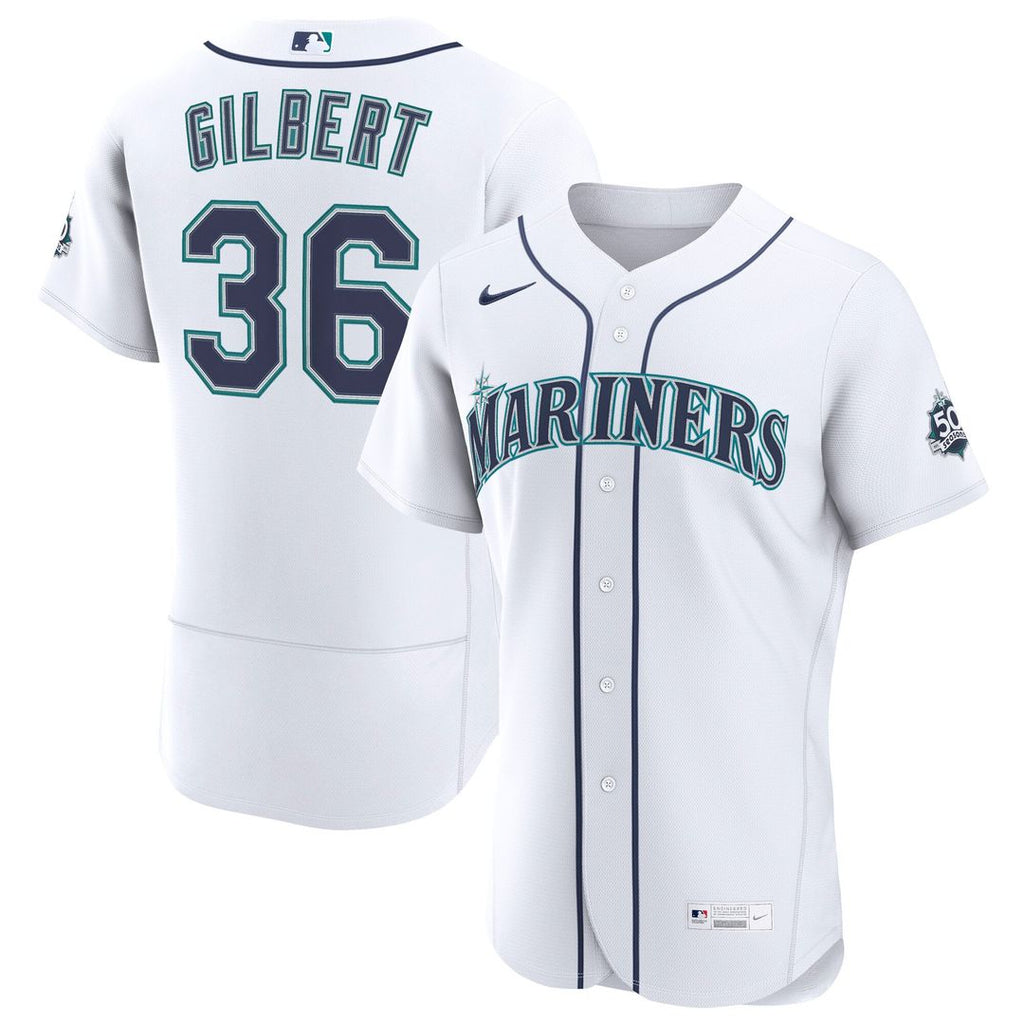 Seattle Mariners Logan Gilbert | Nike White Home 50th Season Authentic Jersey