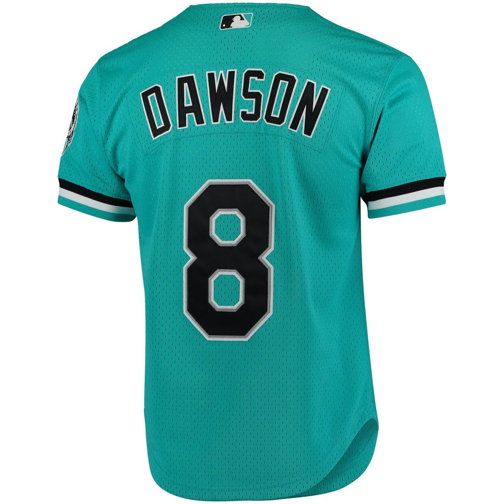 Florida Marlins Andre Dawson | Mitchell & Ness Teal Cooperstown Collection Mesh Batting Practice Button-Up Jersey