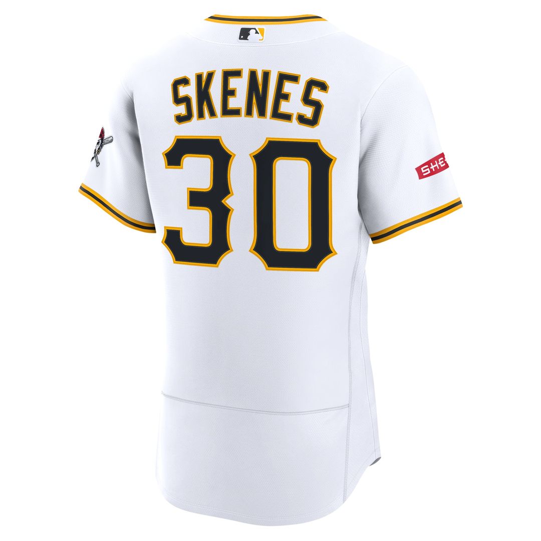 Pittsburgh Pirates Paul Skenes | Nike White Home Authentic Sponsor Patch Jersey