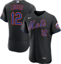New York Mets Francisco Lindor | Nike Black Alternate Authentic Sponsor Patch Jersey