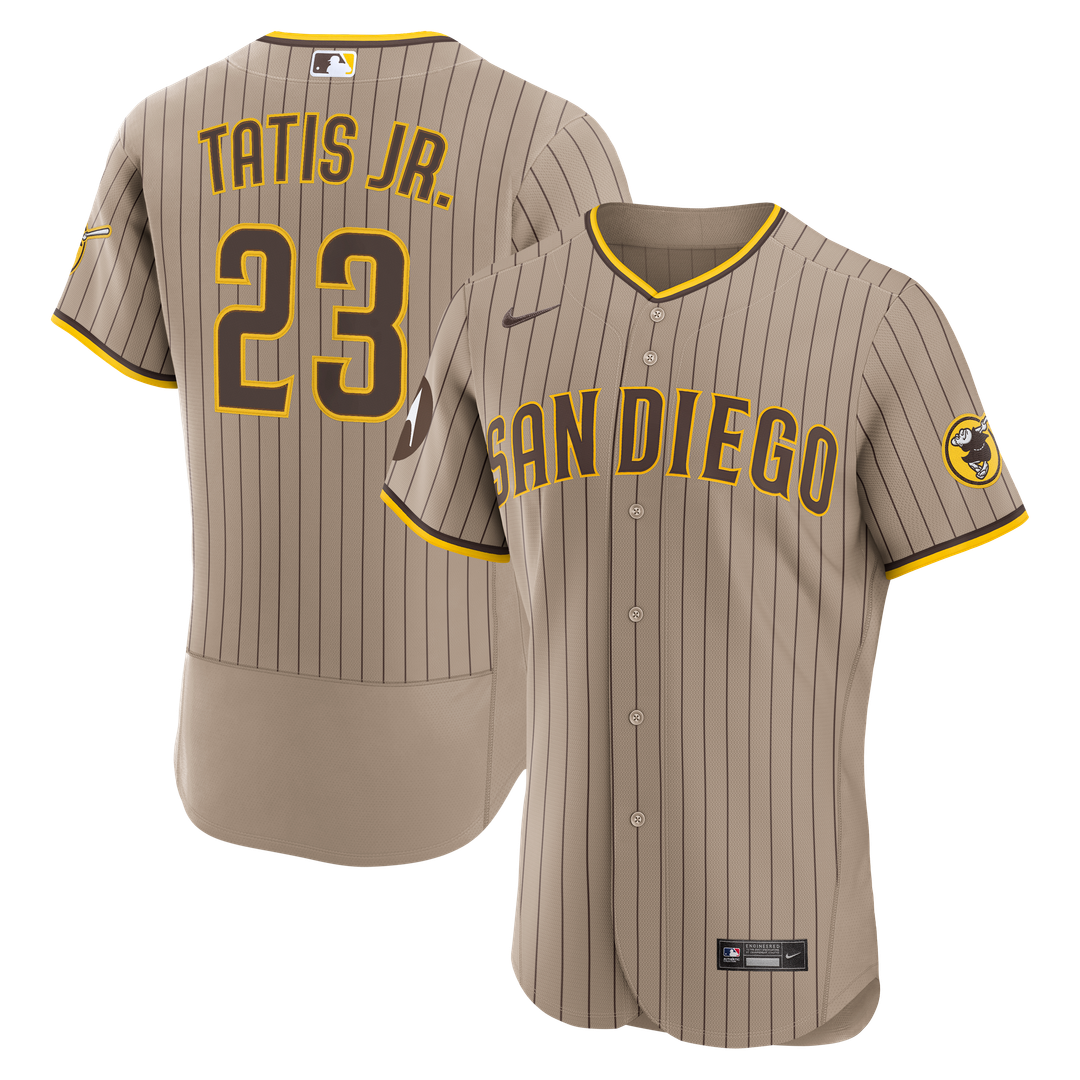 San Diego Padres Fernando Tatis Jr. | Nike Sand Alternate Authentic Sponsor Patch Jersey