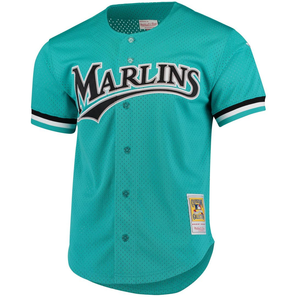 Florida Marlins Andre Dawson | Mitchell & Ness Teal Cooperstown Collection Mesh Batting Practice Button-Up Jersey