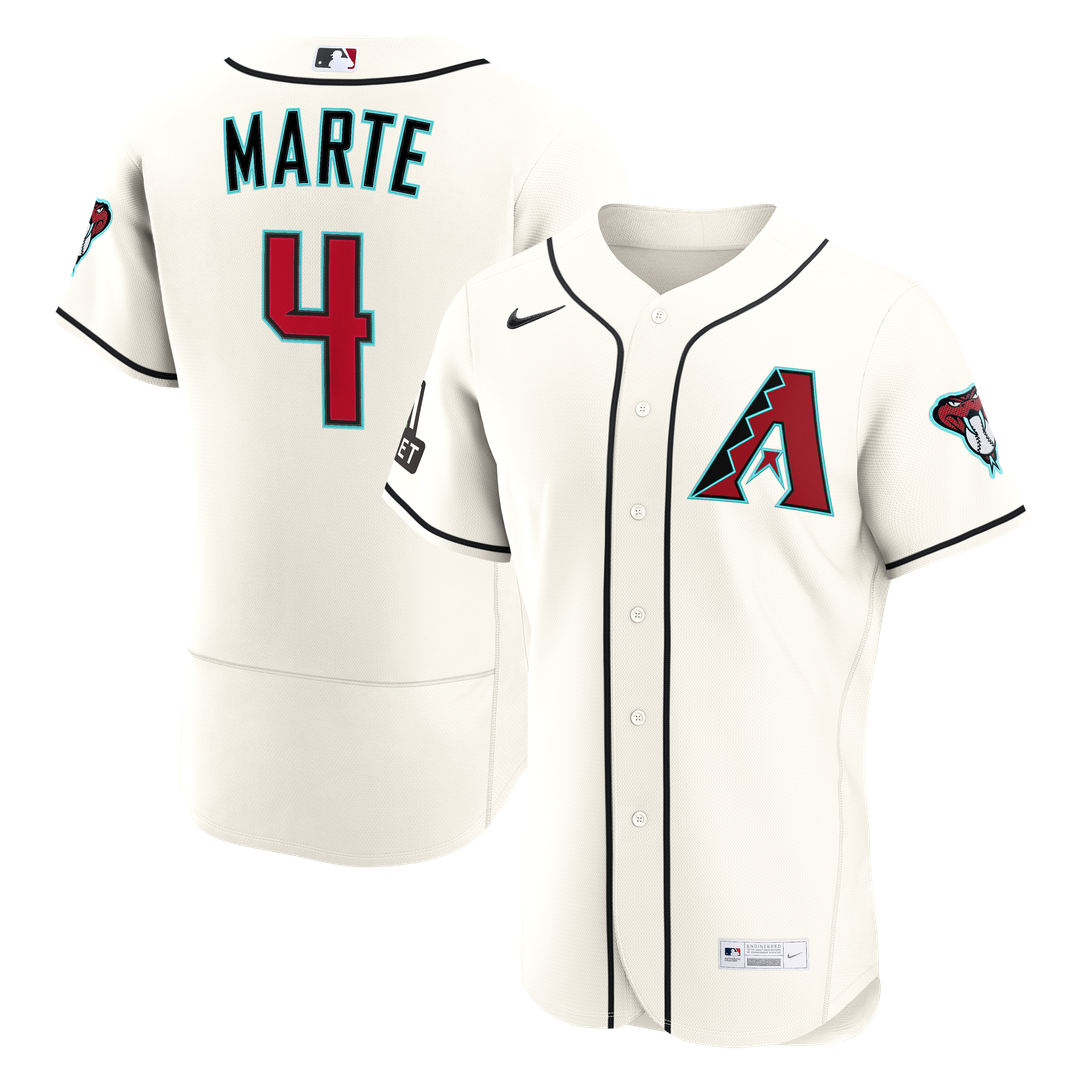 Arizona Diamondbacks Ketel Marte | Nike Cream Home Authentic Sponsor Patch Jersey