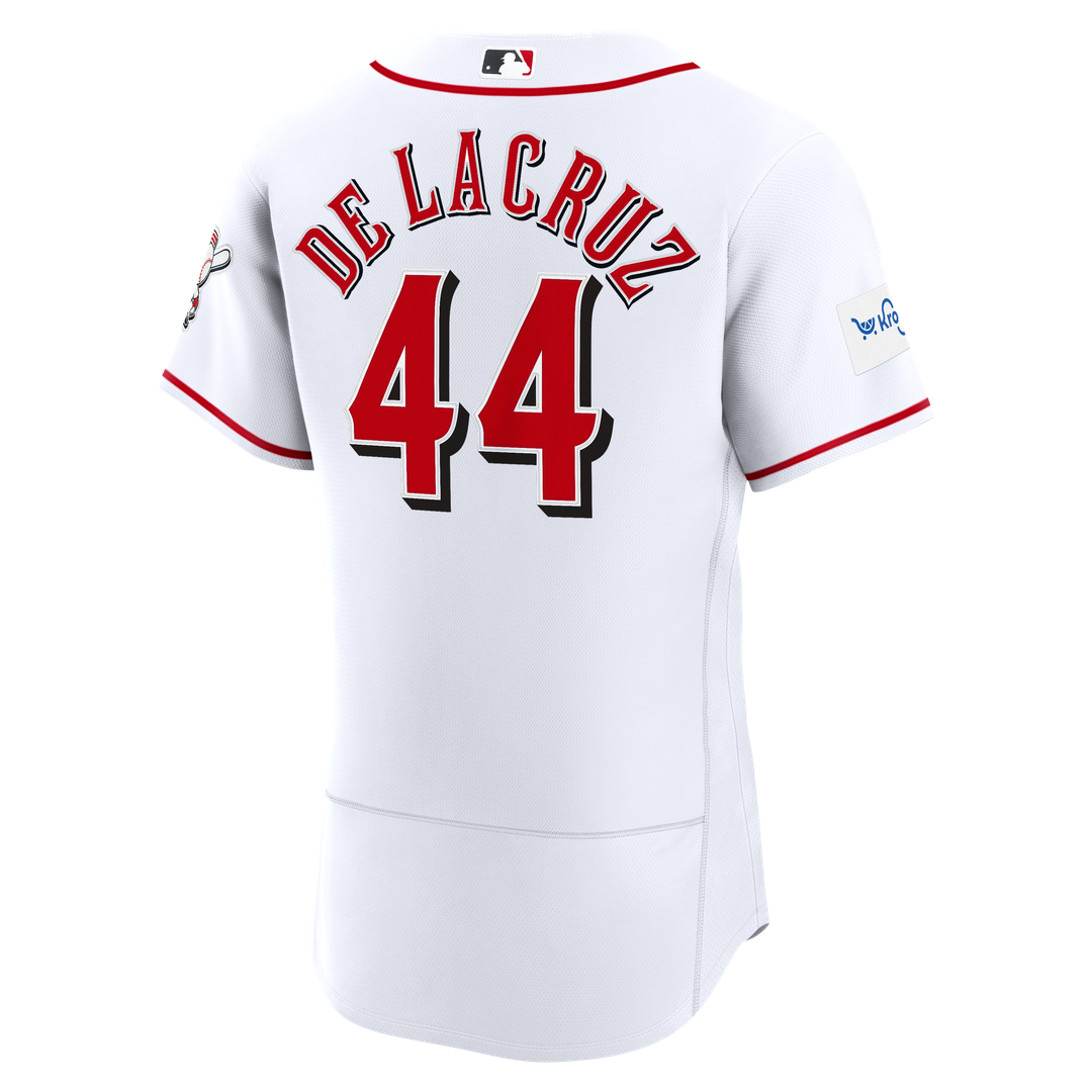 Cincinnati Reds Elly De La Cruz | Nike White Home Authentic Sponsor Patch Jersey