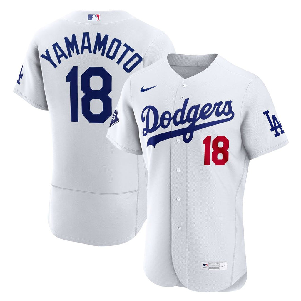 Los Angeles Dodgers Yoshinobu Yamamoto | Nike White Home Authentic Sponsor Patch Jersey