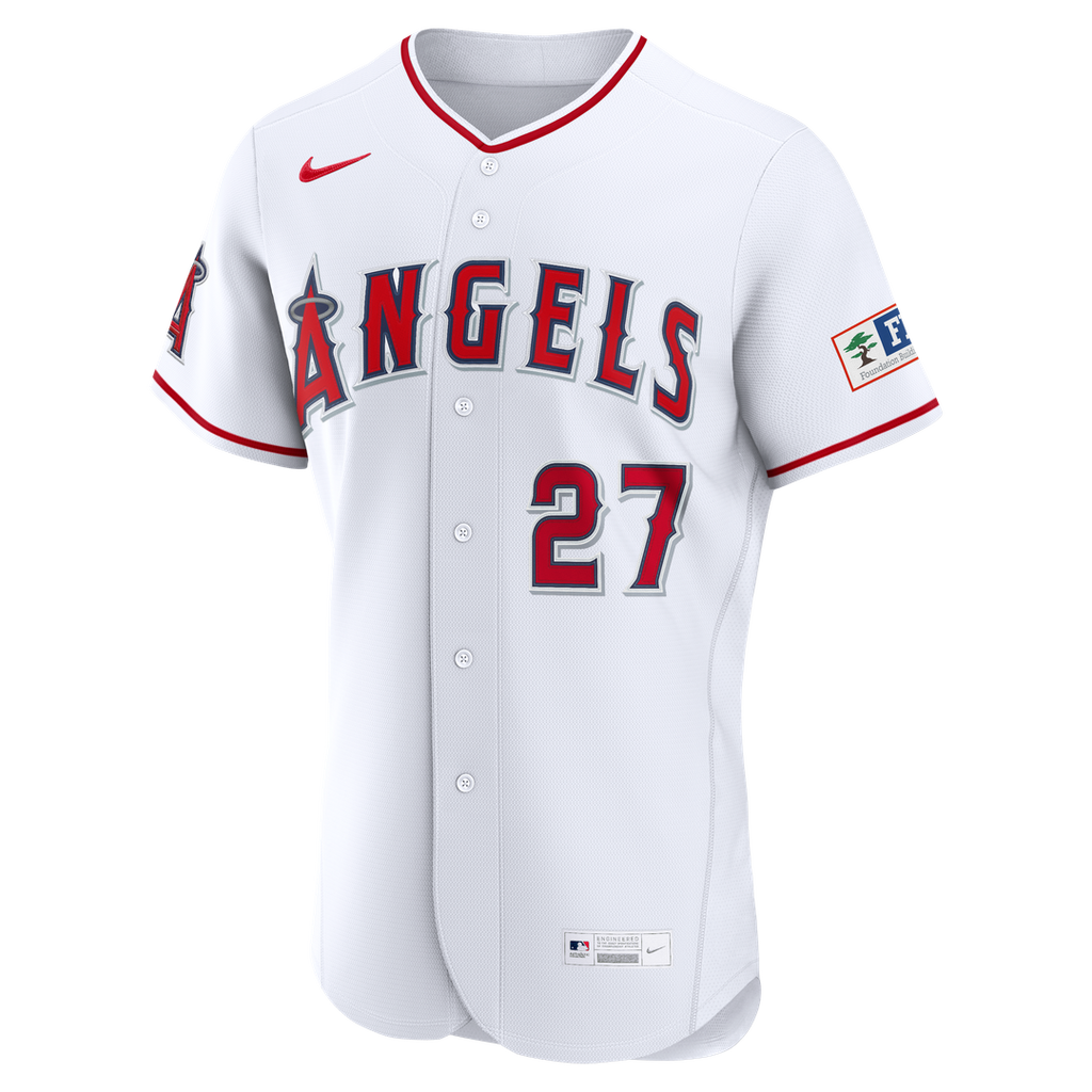 Los Angeles Angels Mike Trout | Nike White Home Authentic Sponsor Patch Jersey