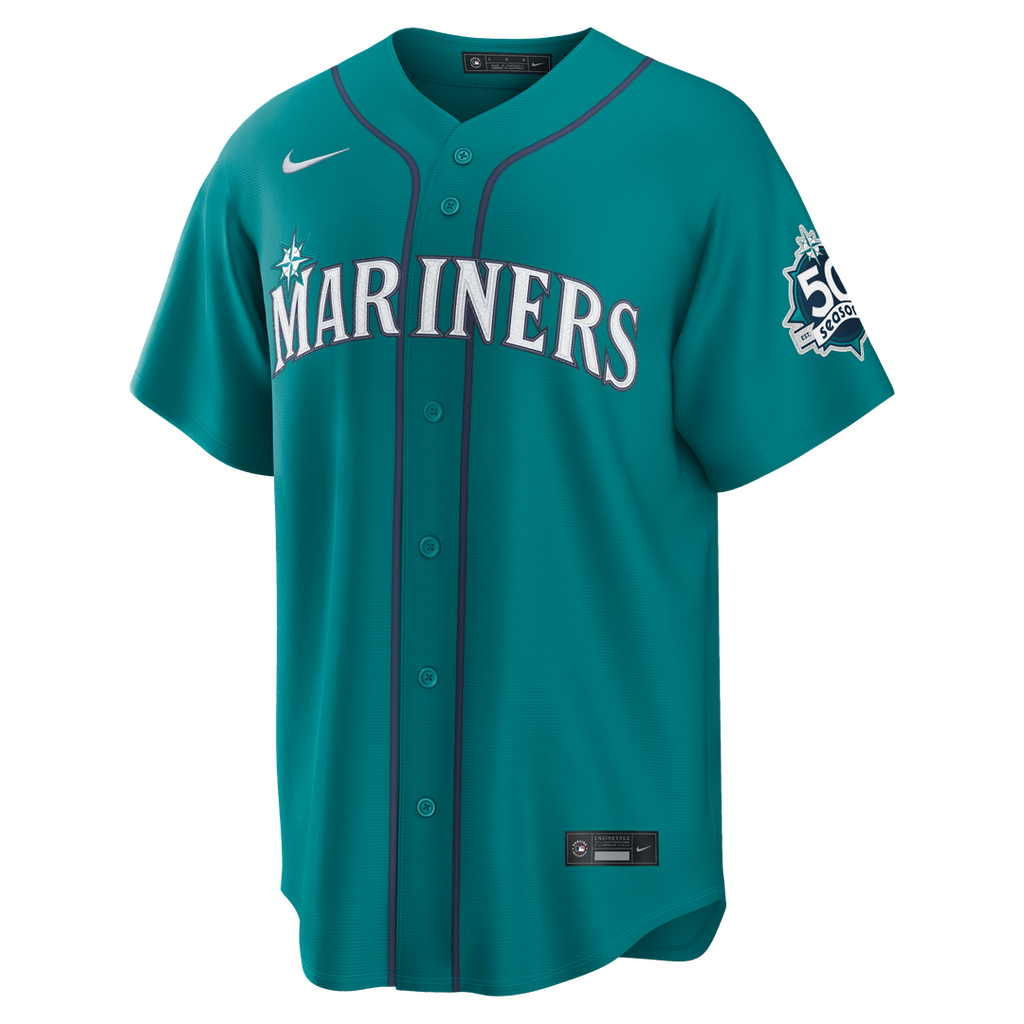 Seattle Mariners Julio Rodríguez | Nike White Home Stadium 50th Season Patch Jersey