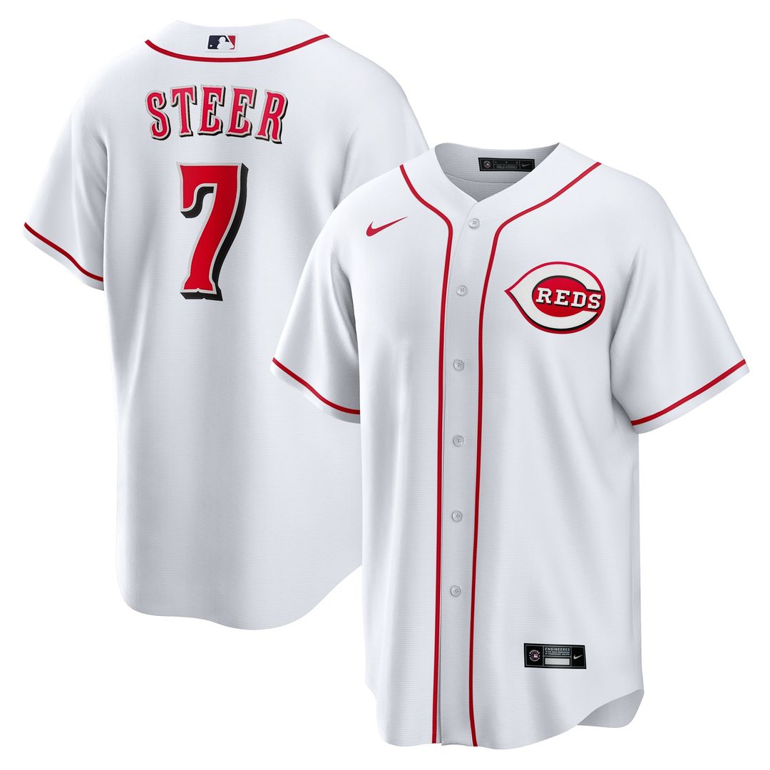 Cincinnati Reds Spencer Steer | Nike White Home Replica Jersey