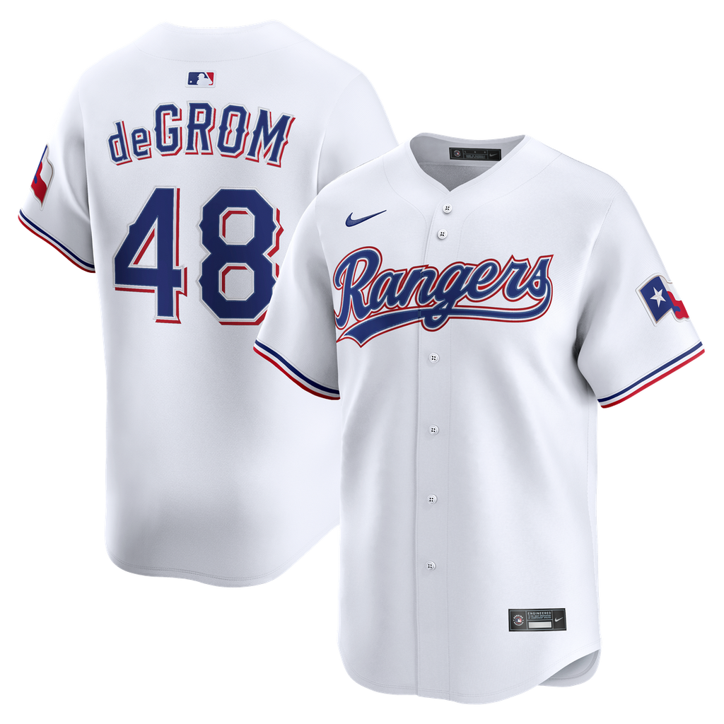 Texas Rangers Jacob deGrom | Nike White Home Limited Jersey