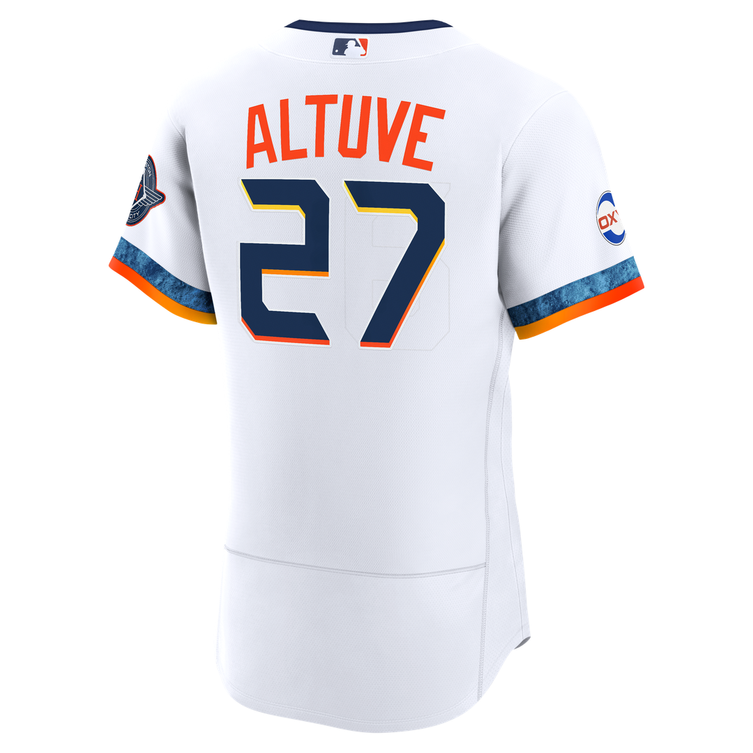 Houston Astros Jose Altuve | Nike White City Connect Authentic Sponsor Patch Jersey