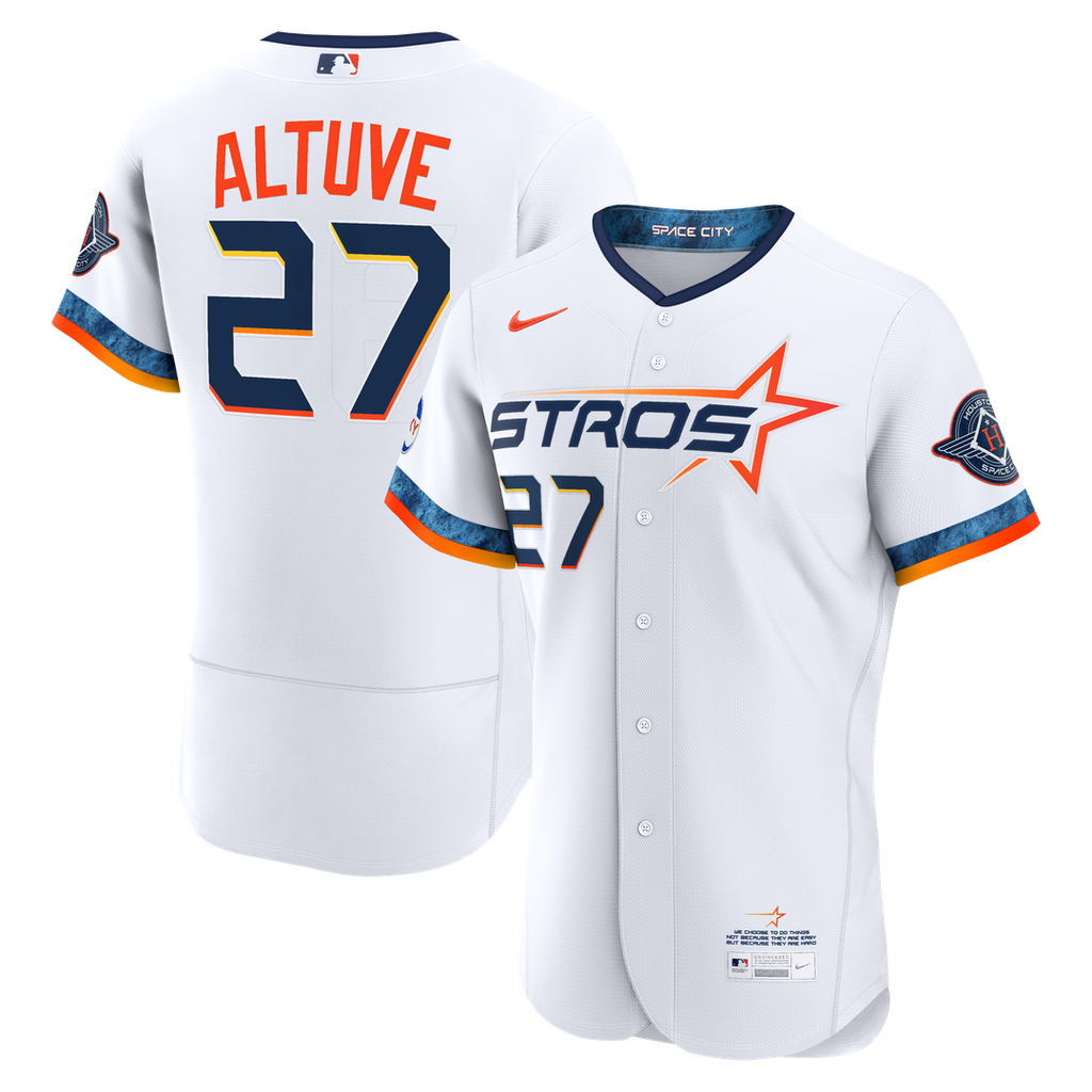 Houston Astros Jose Altuve | Nike White City Connect Authentic Sponsor Patch Jersey