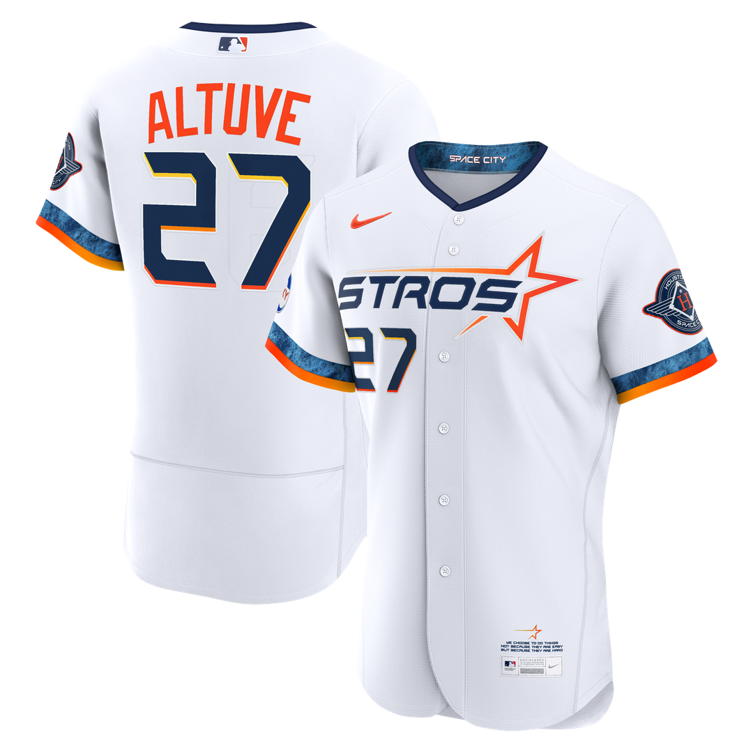 Houston Astros Jose Altuve | Nike White City Connect Authentic Sponsor Patch Jersey