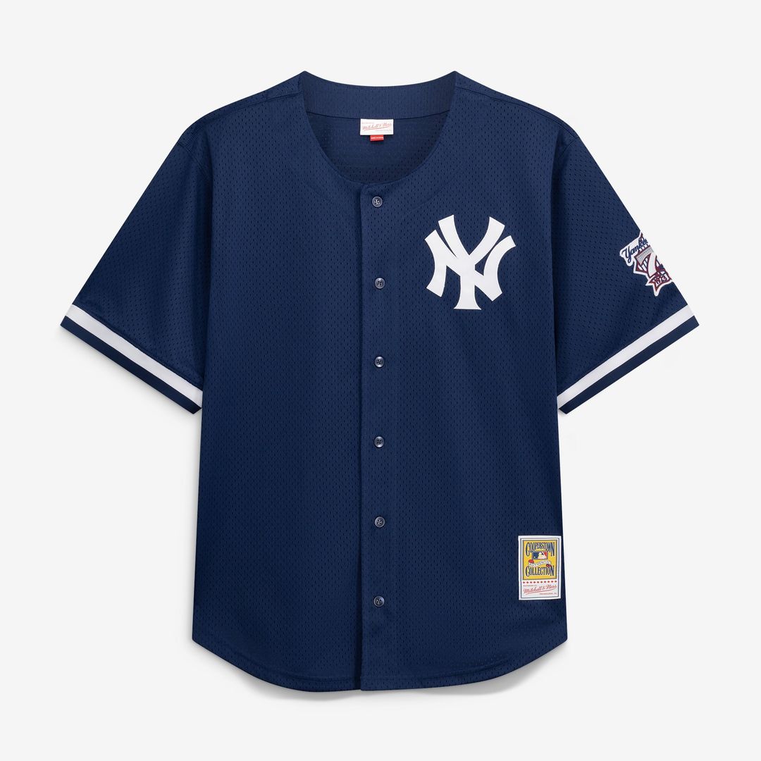 New York Yankees Derek Jeter | Mitchell & Ness Navy Cooperstown Collection Mesh Batting Practice Button-Up Jersey