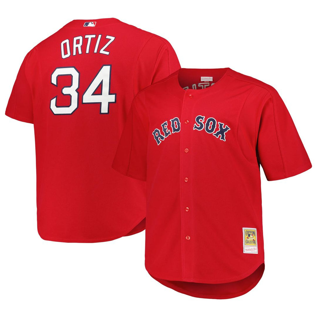 Boston Red Sox David Ortiz | Mitchell & Ness Red Big & Tall Cooperstown Mesh Batting Practice Jersey