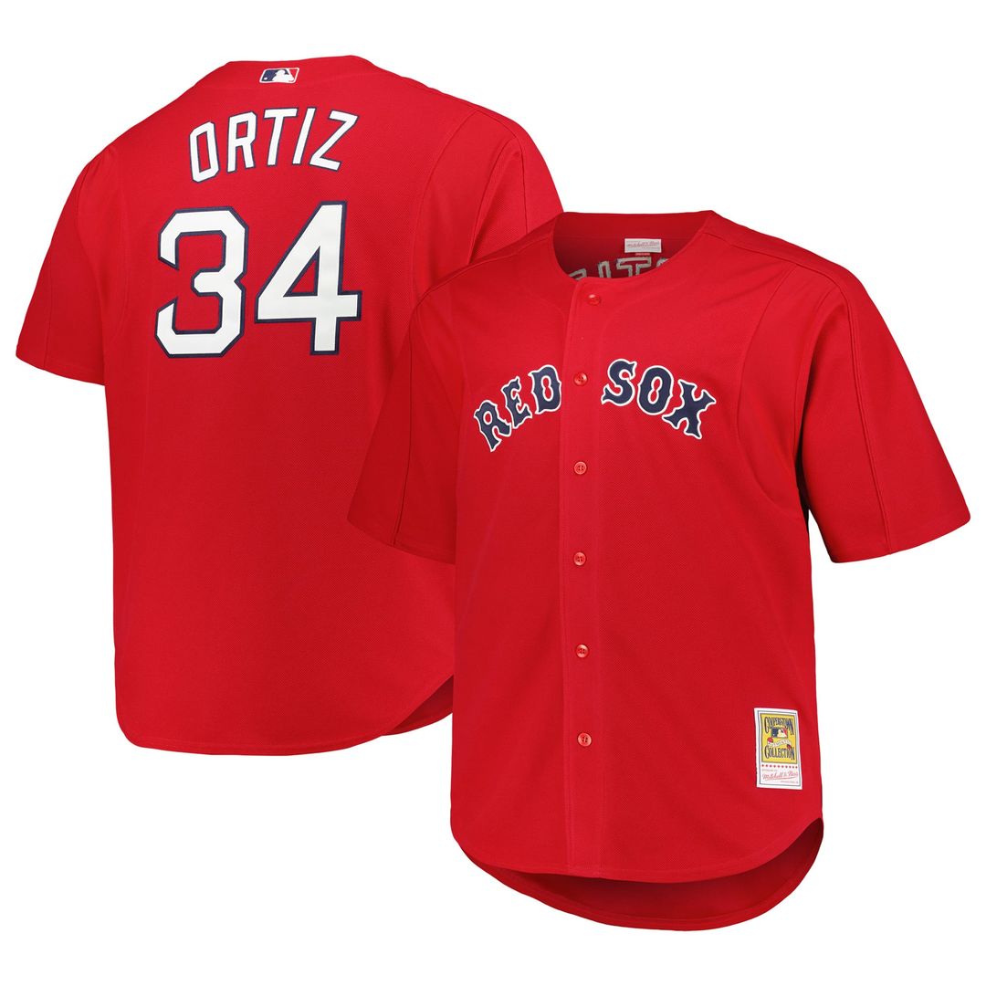 Boston Red Sox David Ortiz | Mitchell & Ness Red Big & Tall Cooperstown Mesh Batting Practice Jersey