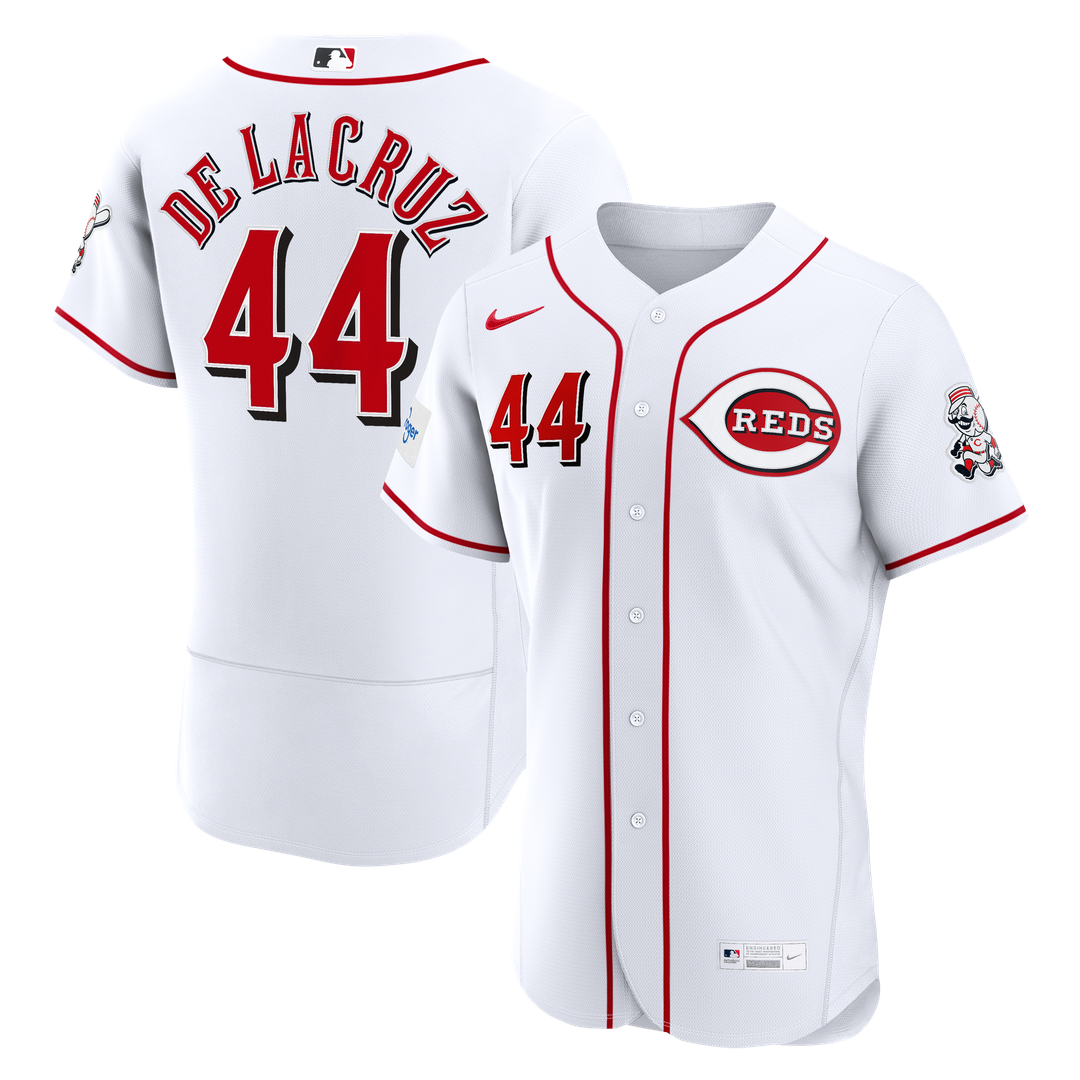 Cincinnati Reds Elly De La Cruz | Nike White Home Authentic Sponsor Patch Jersey