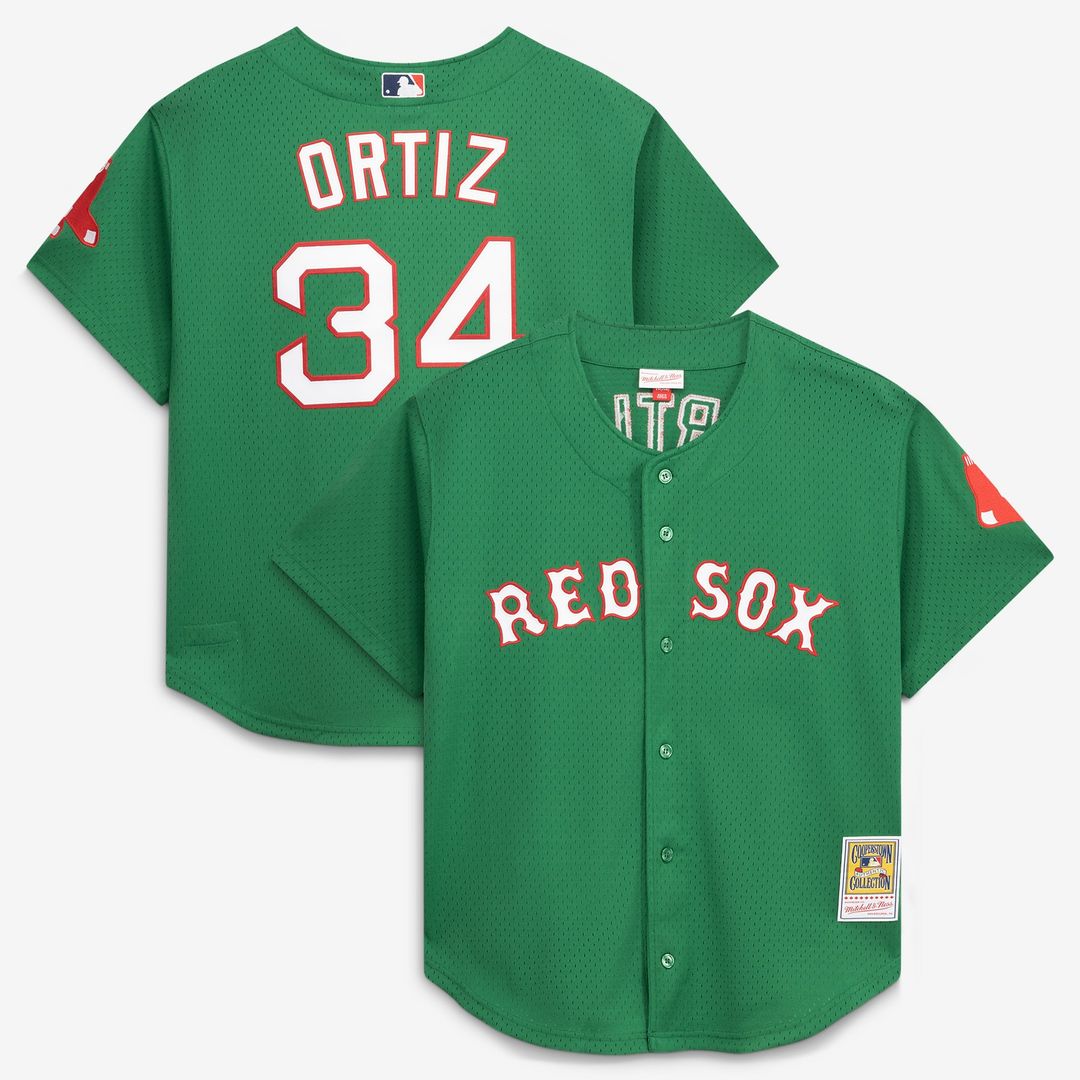 Boston Red Sox David Ortiz | Mitchell & Ness Red Cooperstown Collection Mesh Batting Practice Button-Up Jersey