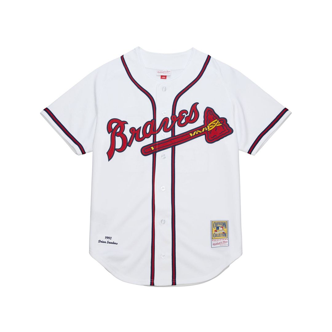 Atlanta Braves Deion Sanders | Mitchell & Ness White Cooperstown Collection 1992 Authentic Jersey