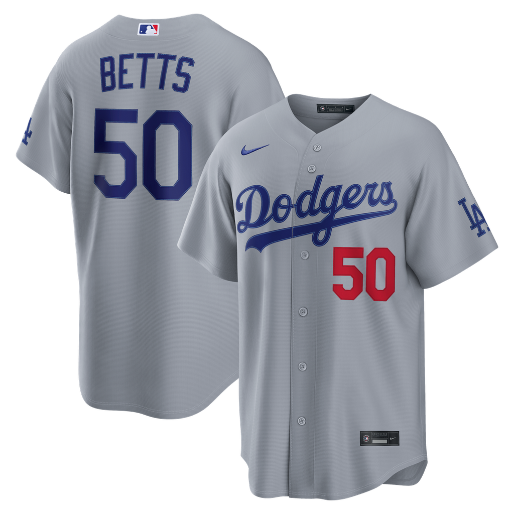 Los Angeles Dodgers Mookie Betts | Nike Gray Stadium Jersey