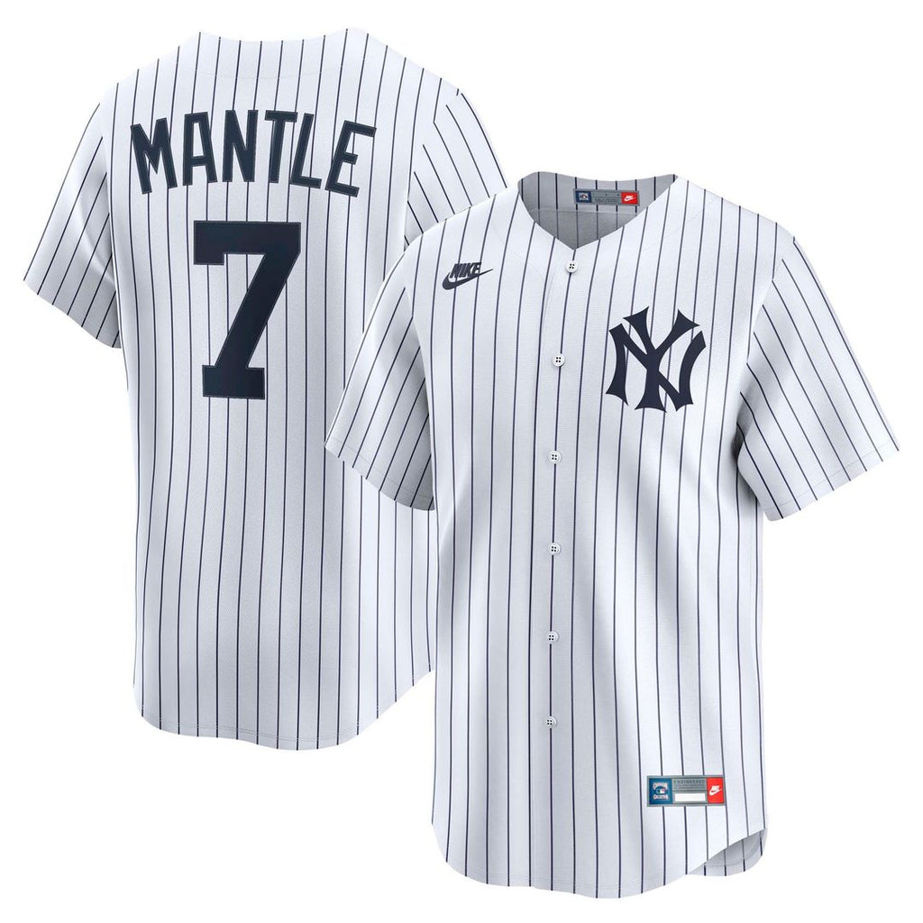 New York Yankees Mickey Mantle | Nike White Throwback Cooperstown Collection Limited Jersey