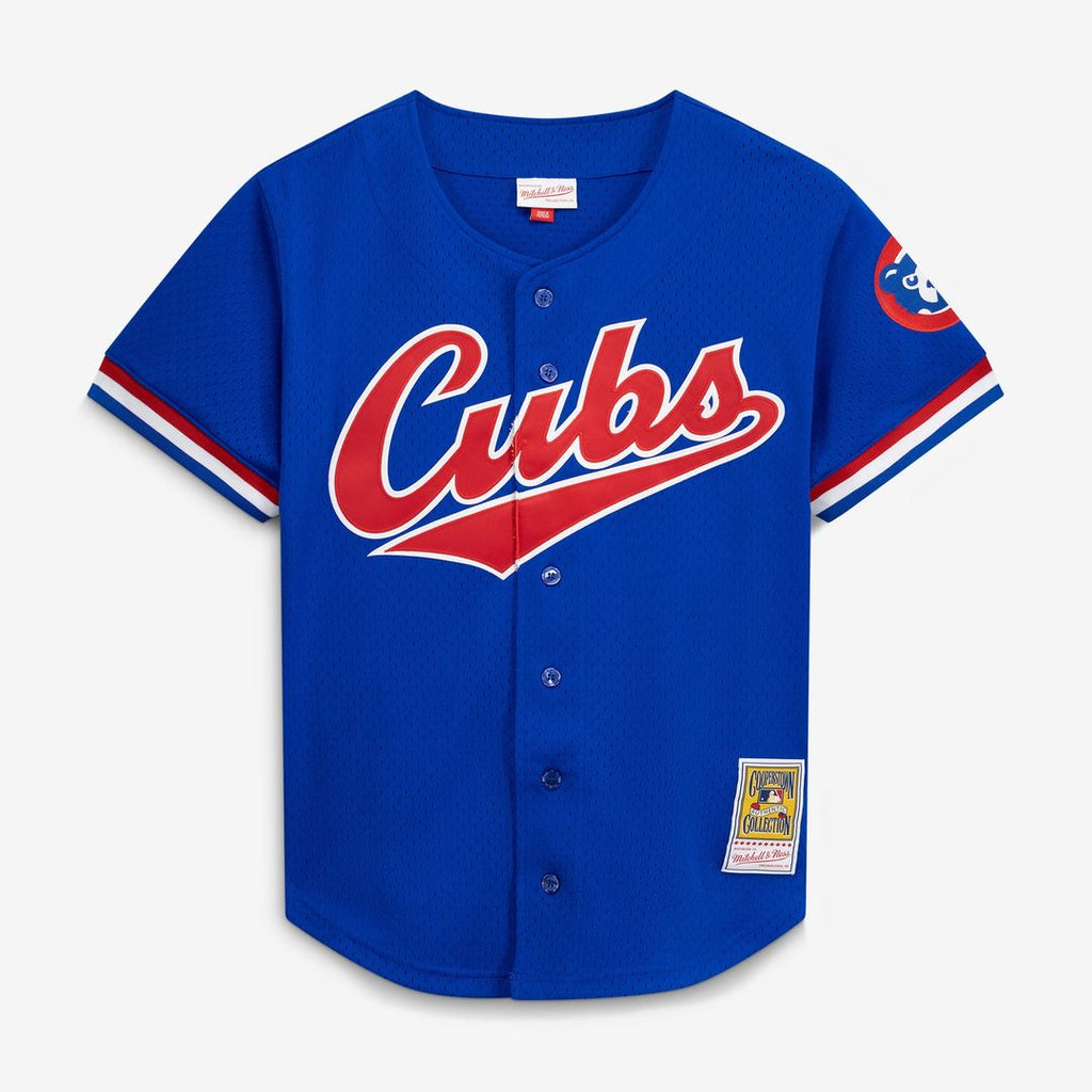 Chicago Cubs Ryne Sandberg | Mitchell & Ness Royal Cooperstown Collection 1996 Mesh Batting Practice Button-Up Jersey