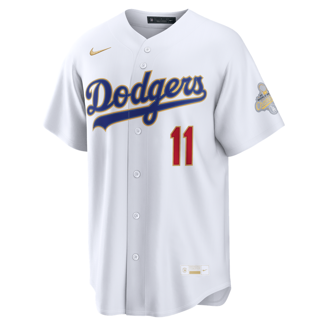 Los Angeles Dodgers Roki Sasaki | Nike White 2026 Gold Collection Kanji Stadium Jersey