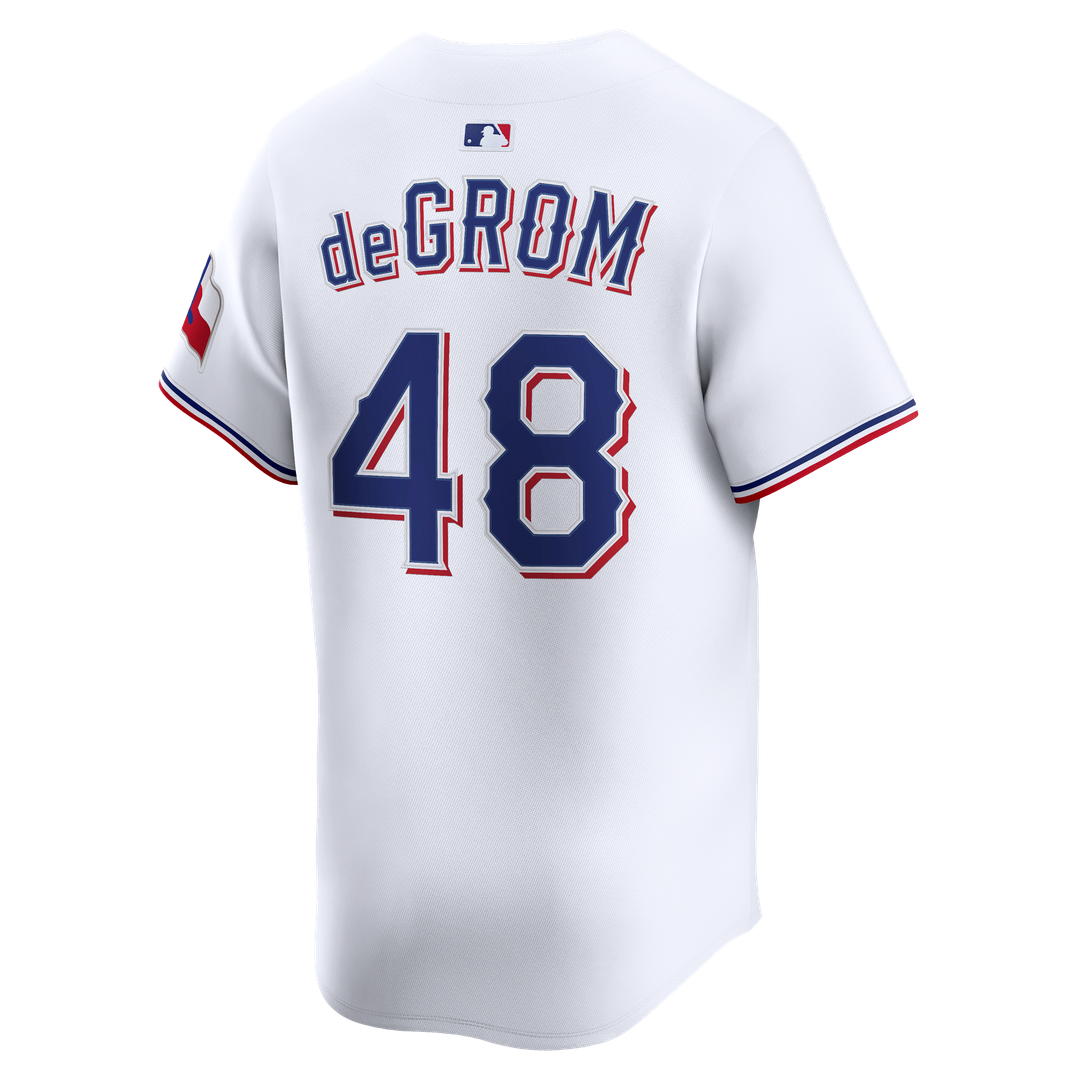 Texas Rangers Jacob deGrom | Nike White Home Limited Jersey