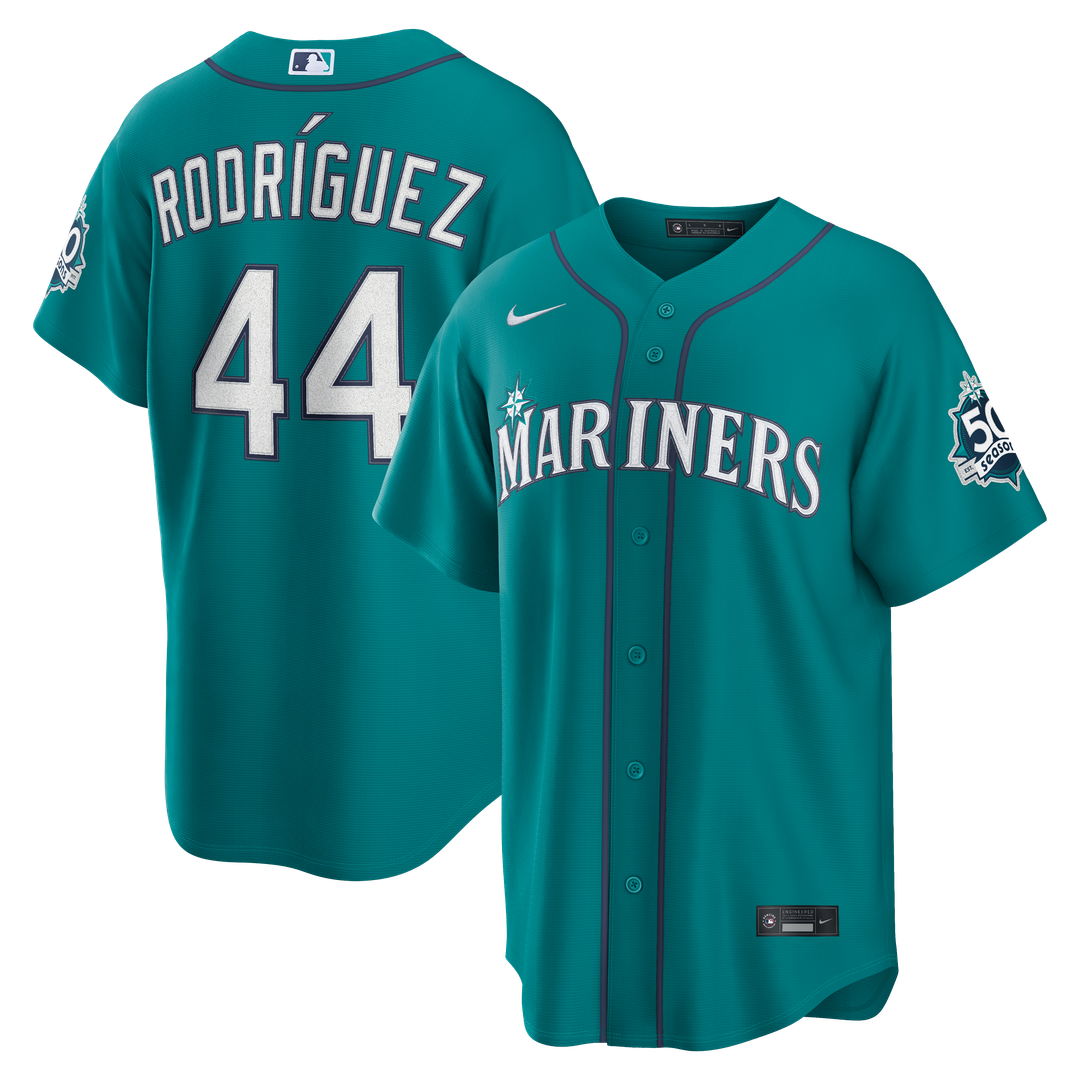 Seattle Mariners Julio Rodríguez | Nike Teal Alternate Stadium 50th Season Patch Jersey
