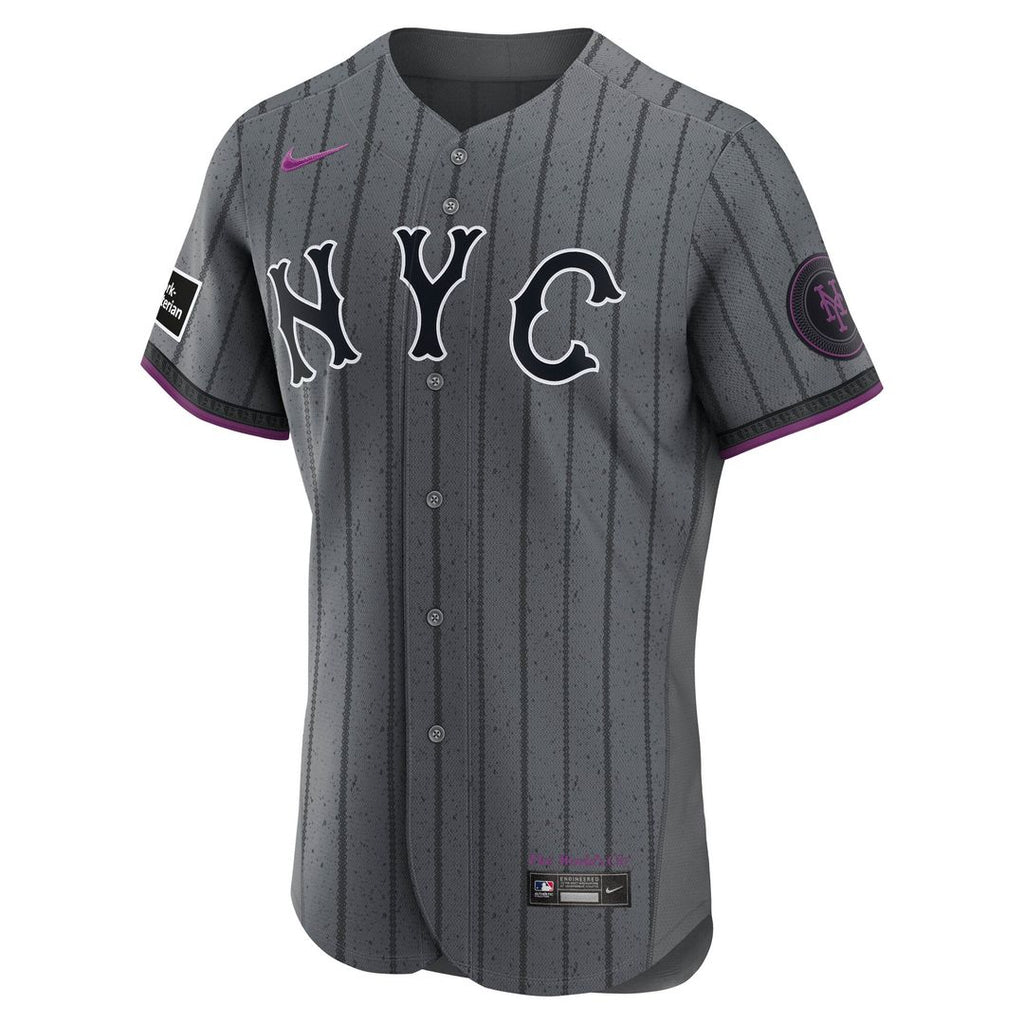 New York Mets Francisco Lindor | Nike Gray City Connect Authentic Sponsor Patch Jersey